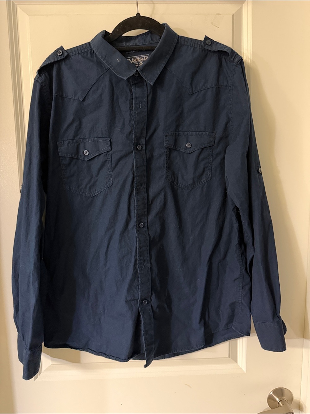 American Rag Navy Blue Casual Button-Down Shirt